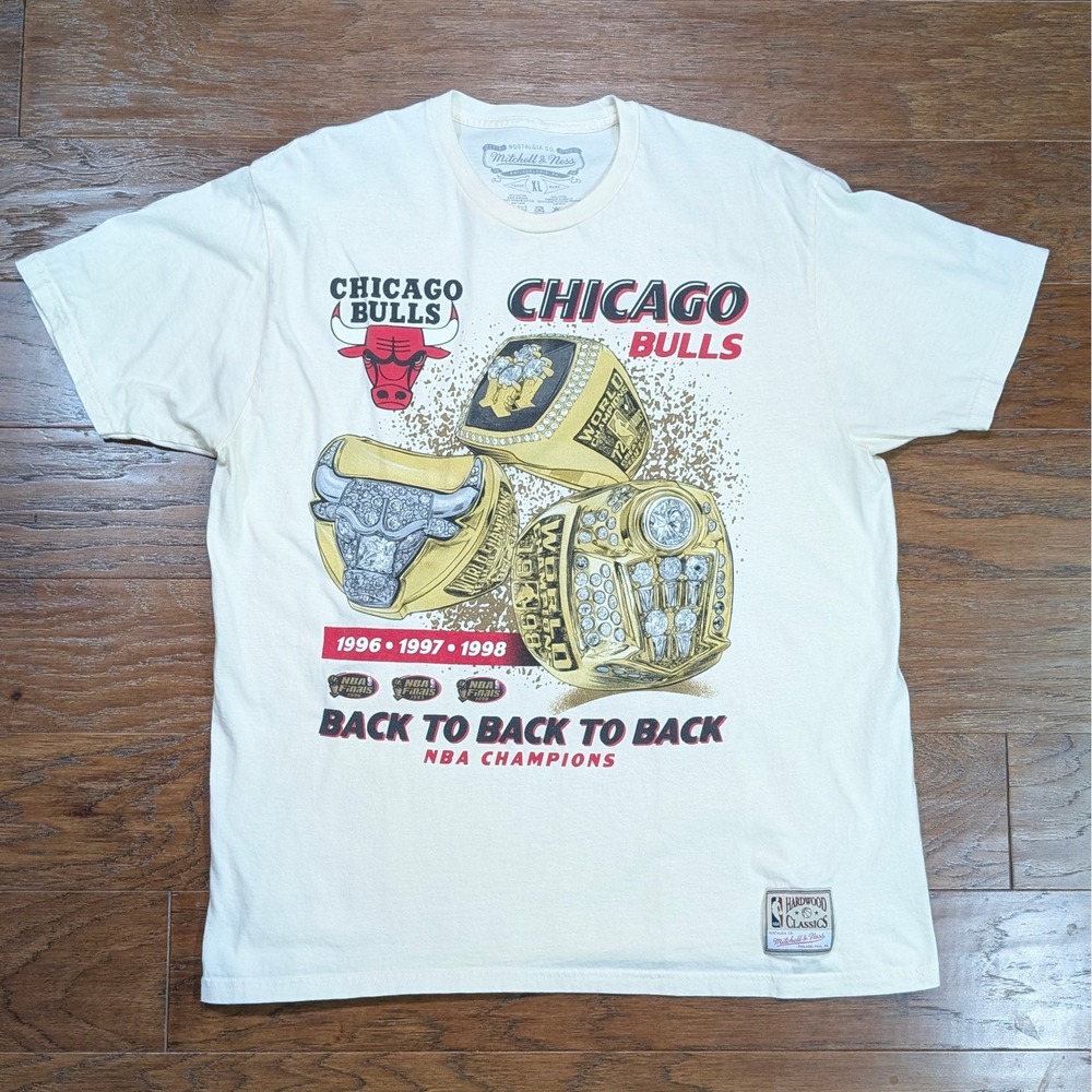 Chicago Bulls Mitchell Ness NBA Hardwood Classics Back 2 Back 2 Back‎ T Shirt XL